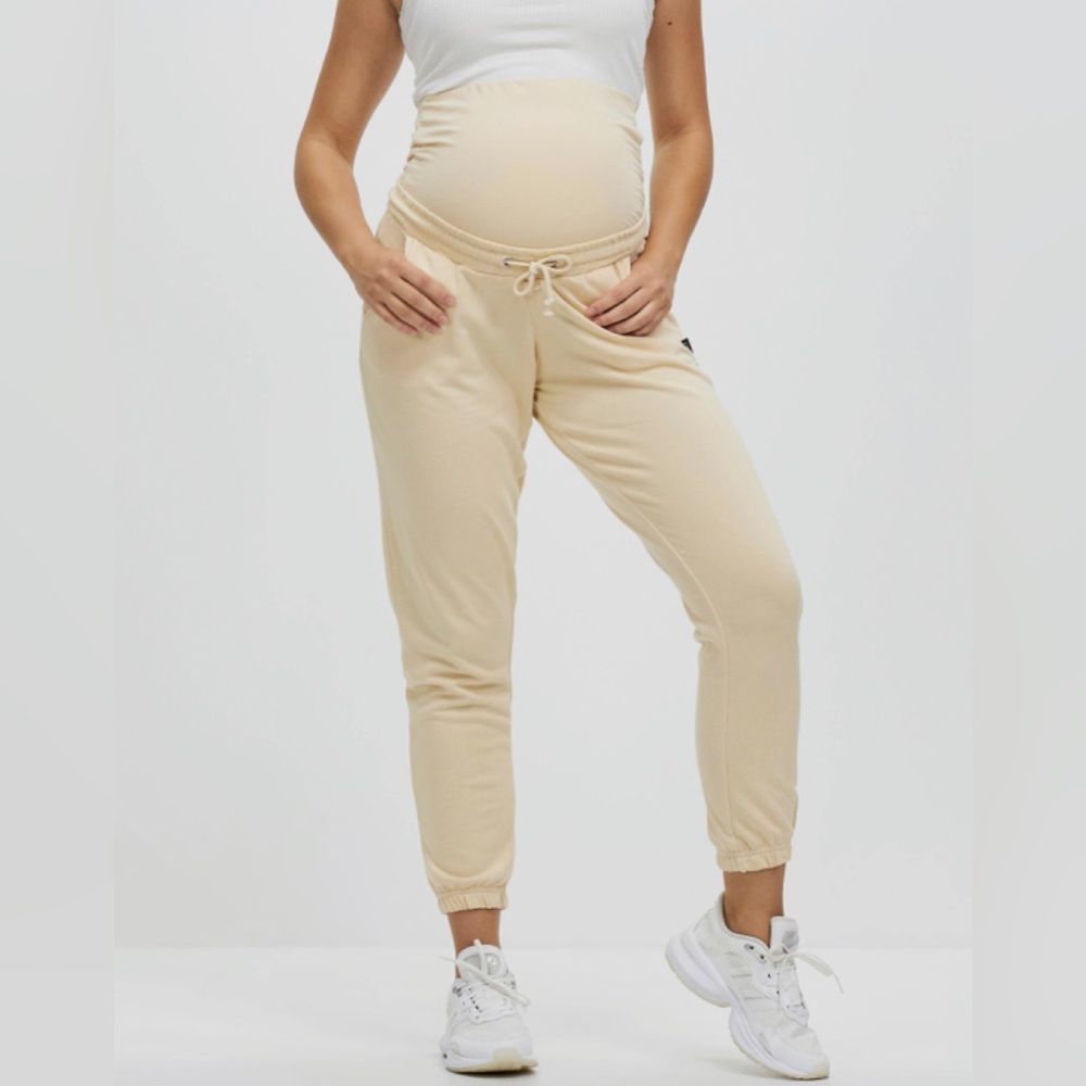 Missguided Maternity Sweatpants Joggers Cream Over The Bump